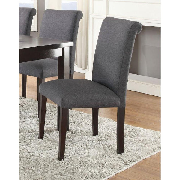 BM171531 Set Of 2 Solid Wood Dining Chair In Gray Upholstery