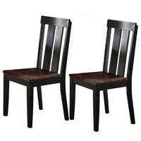 Rubber Wood Dining Chair With Slatted Back, Set Of 2, Brown And Black - BM171535