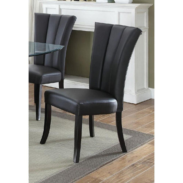 Leather Upholstered Dining Chair In Poplar Wood, Set Of 2,Black - BM171539