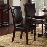 BM171552 Set Of 2 Rubber Wood Traditional Dining Chair, Dark Brown And Black