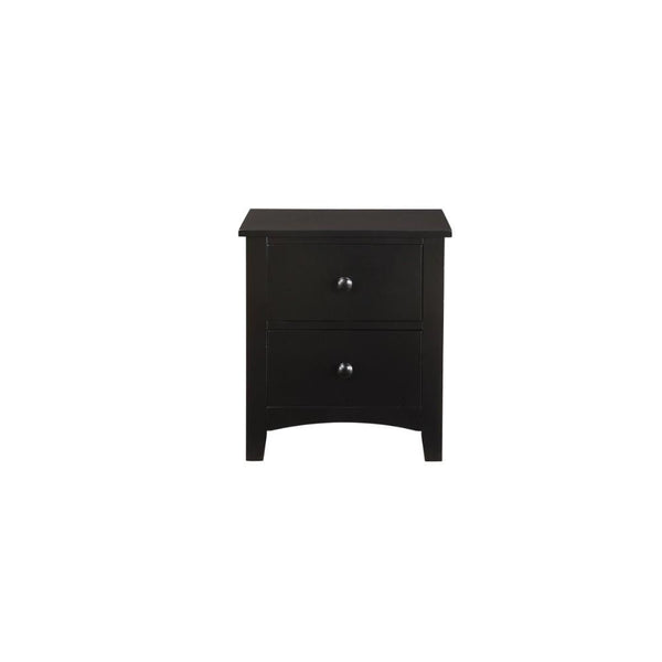 BM171567 Pine Wood Night Stand With 2 Drawers, Black