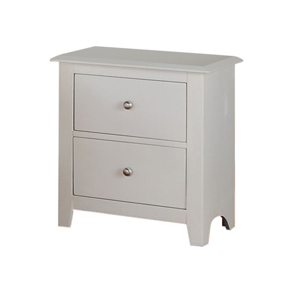 BM171571 Pine Wood Night Stand With 2 Drawers, White