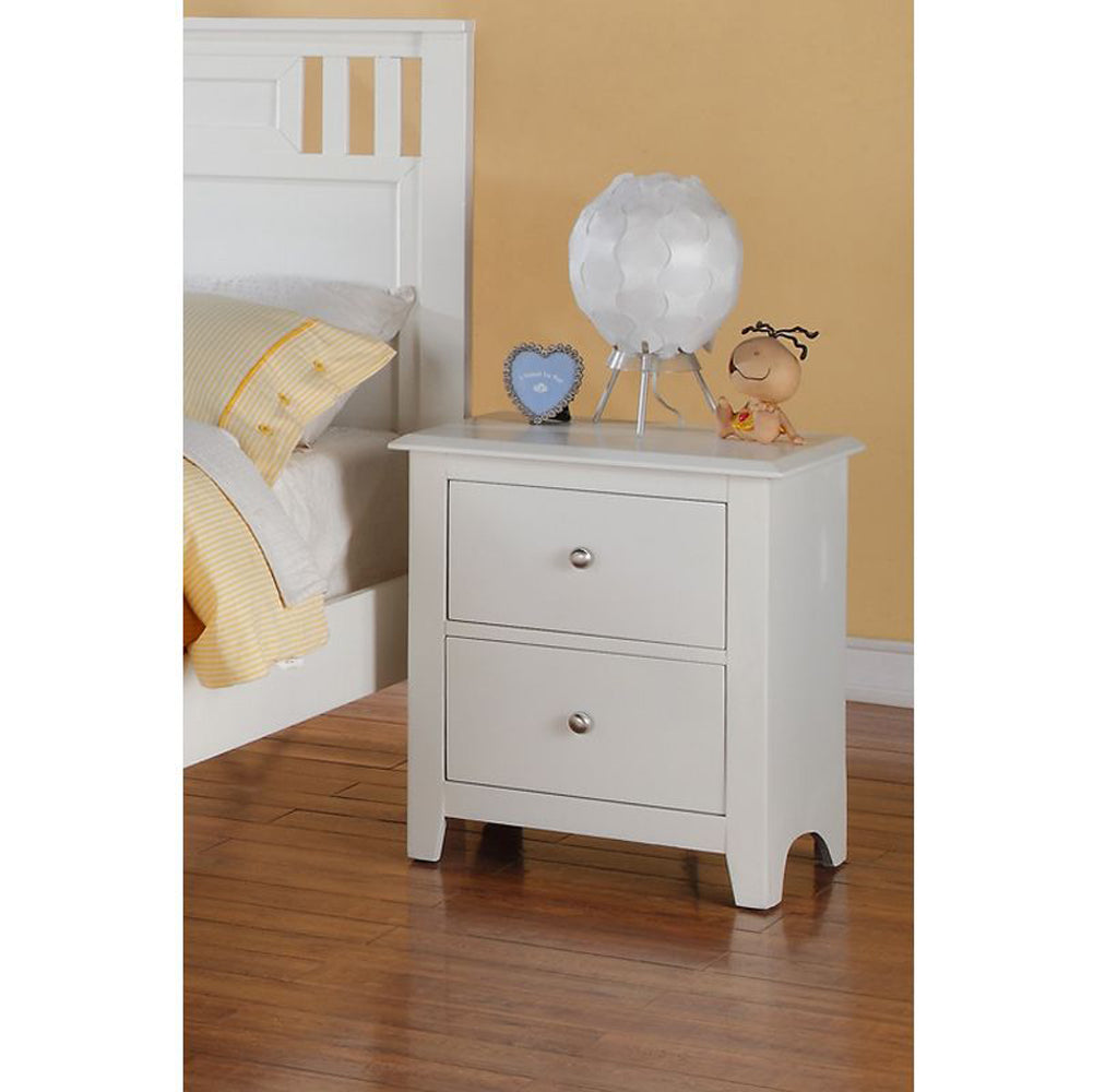 BM171571 Pine Wood Night Stand With 2 Drawers, White