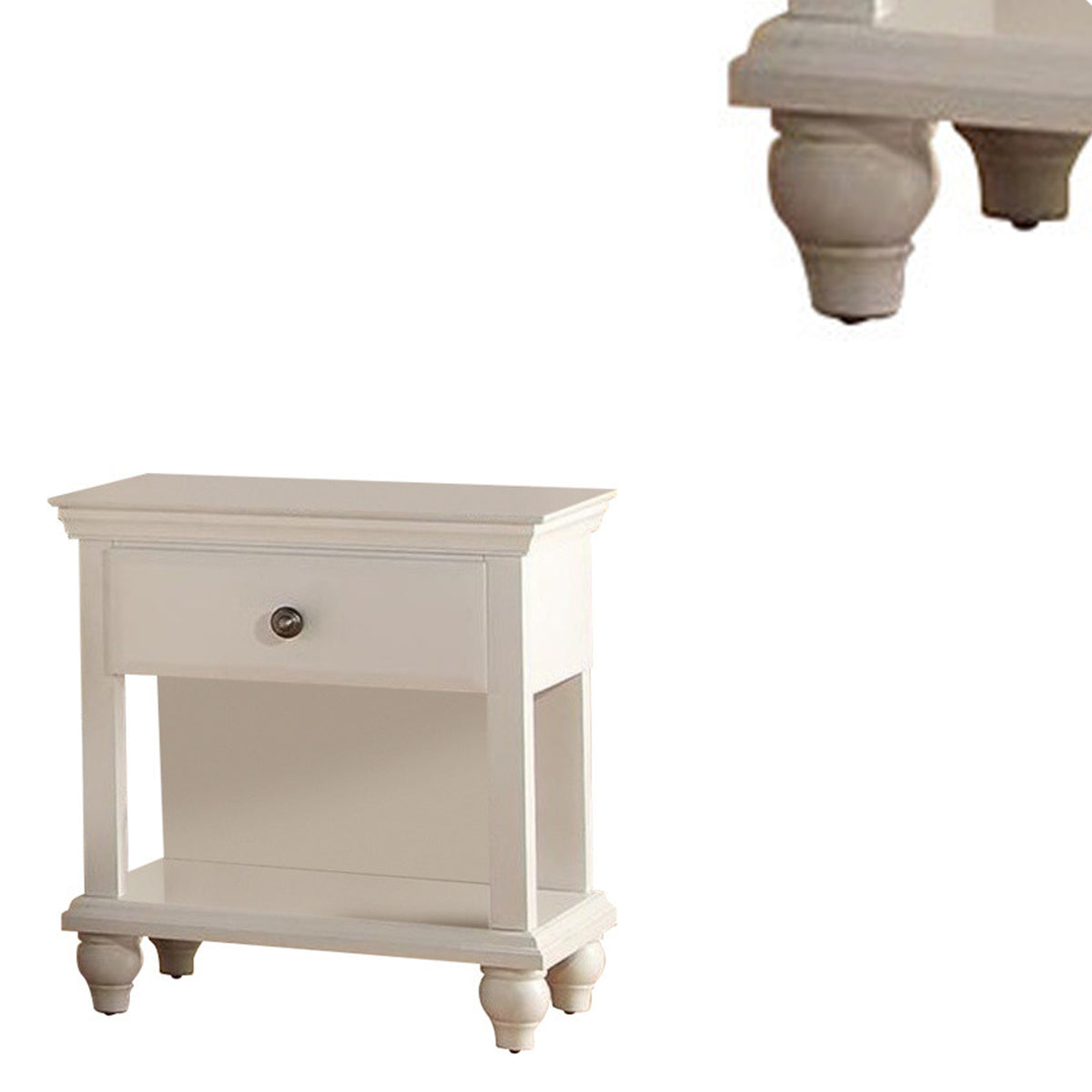 Poplar Wood Night Stand With Spacious Storage, White - BM171574