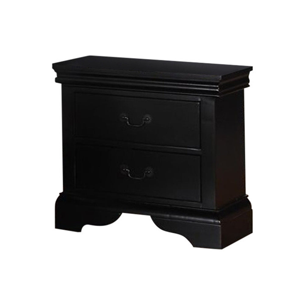 BM171577 Pine Wood Night Stand,Black