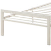 BM171745 Metal Frame Twin Bed With Leather Upholstered Headboard, White