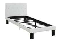 BM171748 Faux Leather Upholstered Full size Bed With tufted Headboard, White