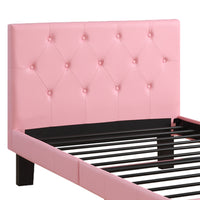 Faux Leather Upholstered Full size Bed With tufted Headboard, Pink - BM171750