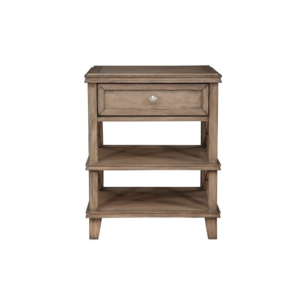 BM171764 Mahogany Wood Nightstand with 1 Drawer in French Truffle Brown