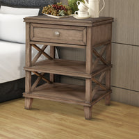 BM171764 Mahogany Wood Nightstand with 1 Drawer in French Truffle Brown