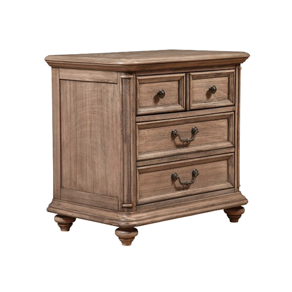 Mahogany Wood 2 Drawer Nightstand in French Truffle Brown - BM171799