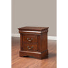 BM171940 Rubberwood 2 Drawer Nightstand With Antique Handles Brown