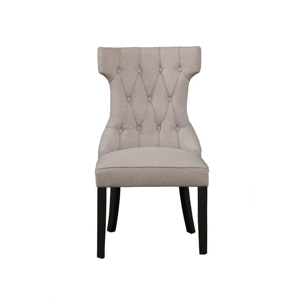 BM171969 Upholstered Button Tufted Side Chairs With Wooden Base Set Of 2, Gray