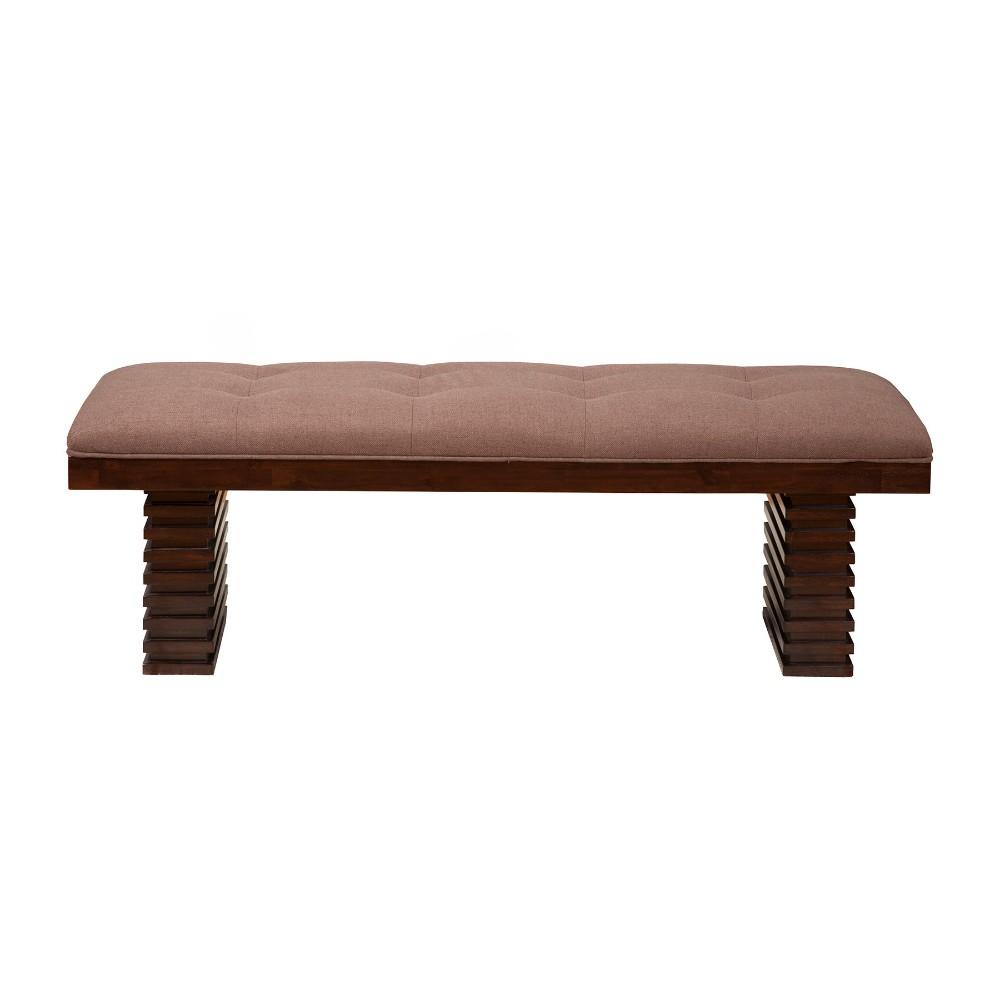 BM172033 Wooden Dining Bench With Tufted Upholstery Brown