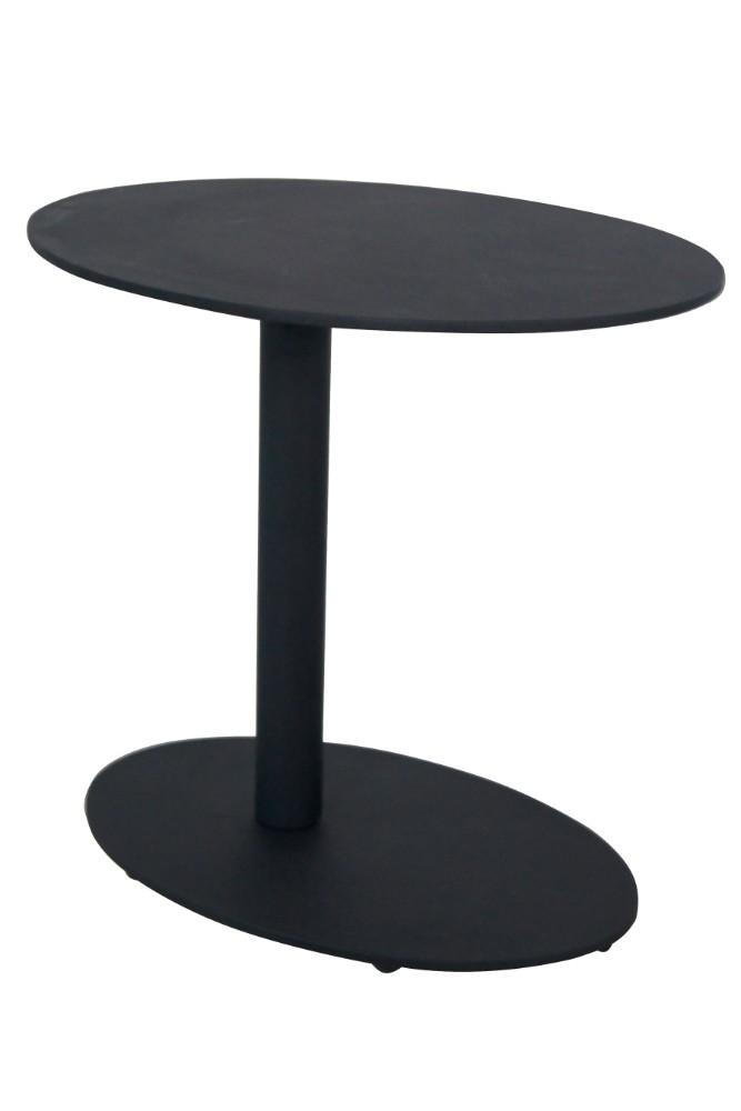 BM172102 Metal Outdoor Side Table With Oval Top and Base, Black