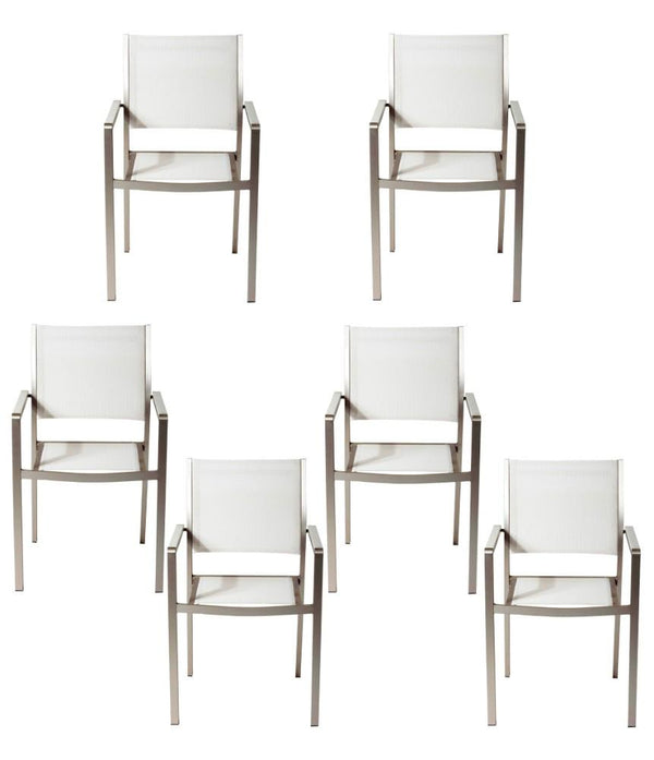BM172107 Aluminium Frame Dining Chair Set of 6 White
