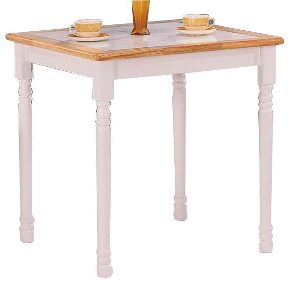BM172189 Square Wooden Dining Table, Natural Brown and white