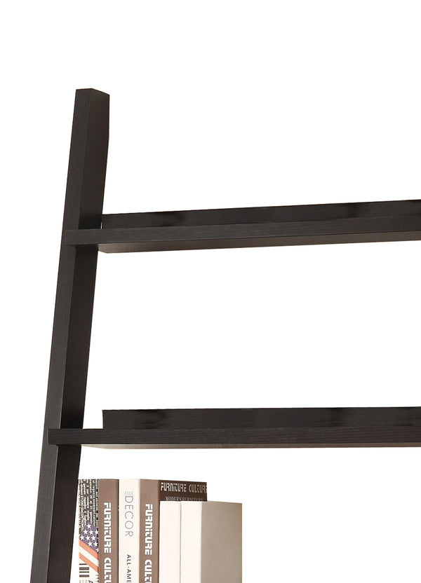 Ladder Bookcase With 4 Storage Drawers And Open Shelves, Cappuccino - BM172220
