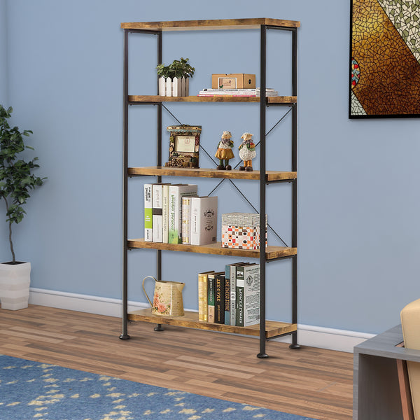 Rustically designed Bookcase With 4 Open Shelves - BM172242