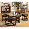 Round Wooden Coffee Table With Stylish Wedge Shaped 4 Ottomans - BM172710