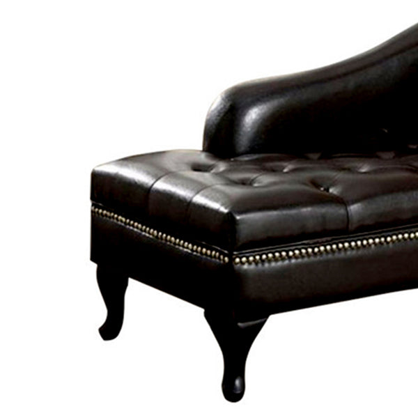 Glorious Contemporary Leatherette Storage Chaise, Black - BM172748