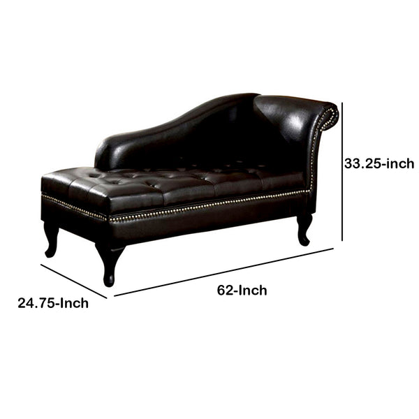 Glorious Contemporary Leatherette Storage Chaise, Black - BM172748