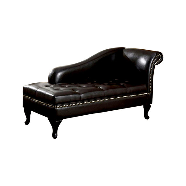 Glorious Contemporary Leatherette Storage Chaise, Black - BM172748