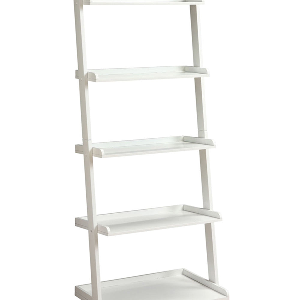 Stylized Contemporary 5 Tier Ladder Shelf, White - BM172781