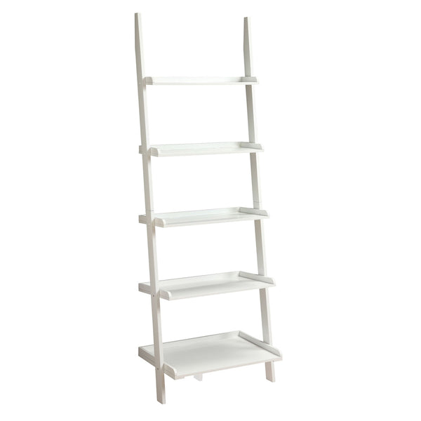 Stylized Contemporary 5 Tier Ladder Shelf, White - BM172781