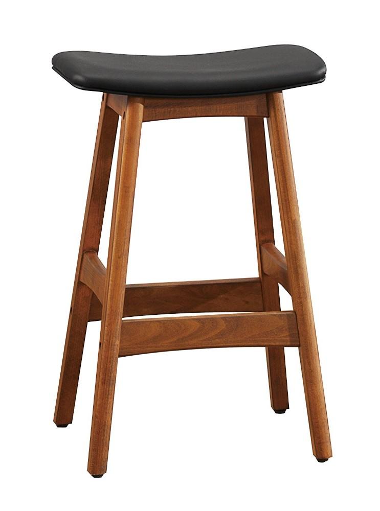 BM174383 Wooden Counter Height Stool In Black And Brown, Set of 2