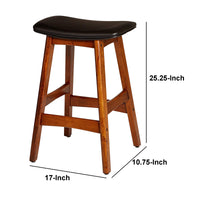 BM174383 Wooden Counter Height Stool In Black And Brown, Set of 2