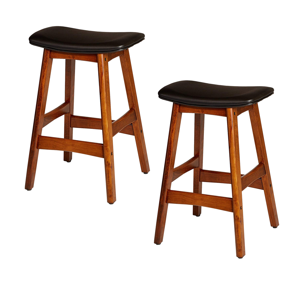 BM174383 Wooden Counter Height Stool In Black And Brown, Set of 2