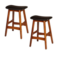 BM174383 Wooden Counter Height Stool In Black And Brown, Set of 2