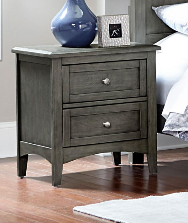 BM174476 2 Drawers Wooden Night Stand with Flared Legs Gray