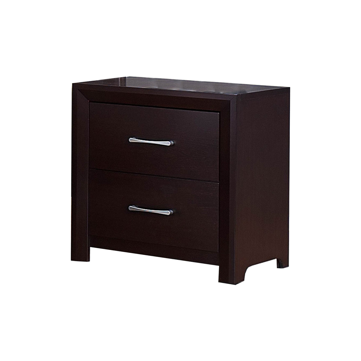 BM174480 Wooden Night Stand with 2 Drawers Espresso Brown