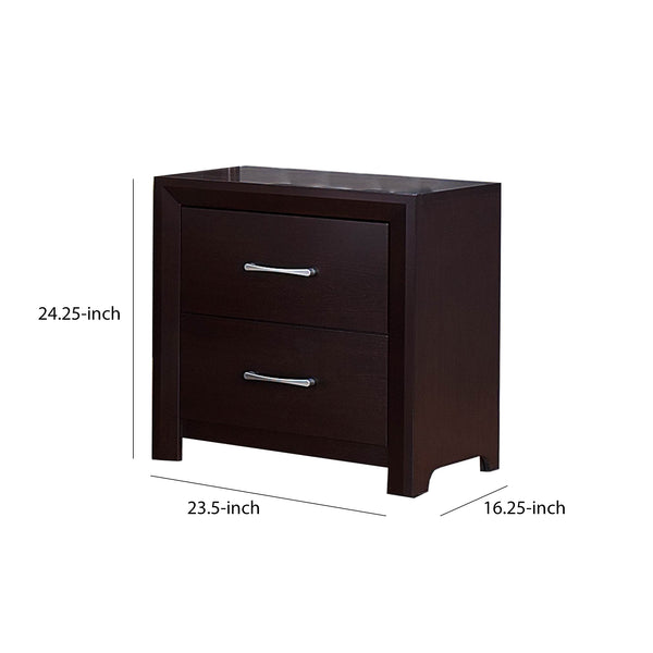 BM174480 Wooden Night Stand with 2 Drawers Espresso Brown