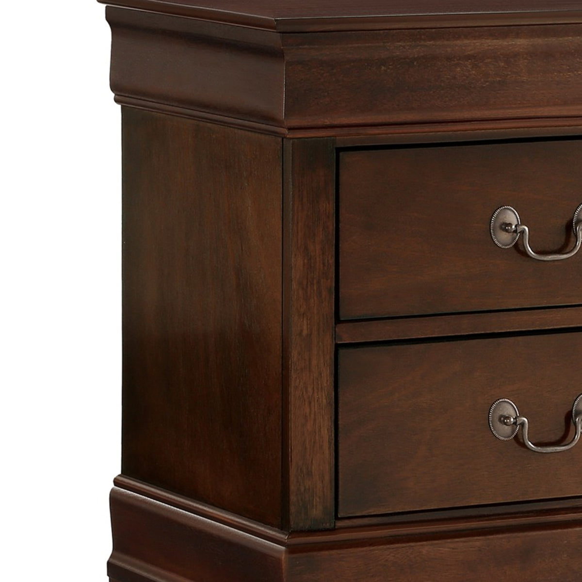 Wooden Night Stand With Curvy Handle Drawer Cherry Brown - BM174482