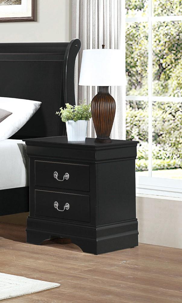 BM174483 Wooden Night Stand With 2 Drawers Black