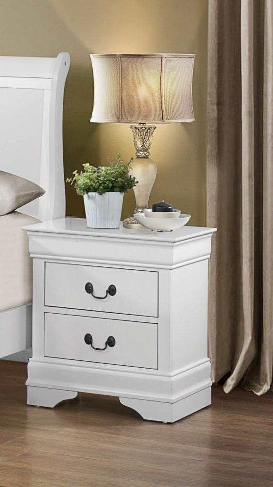 BM174486 Wooden Night Stand With 2 Spacious Drawers White