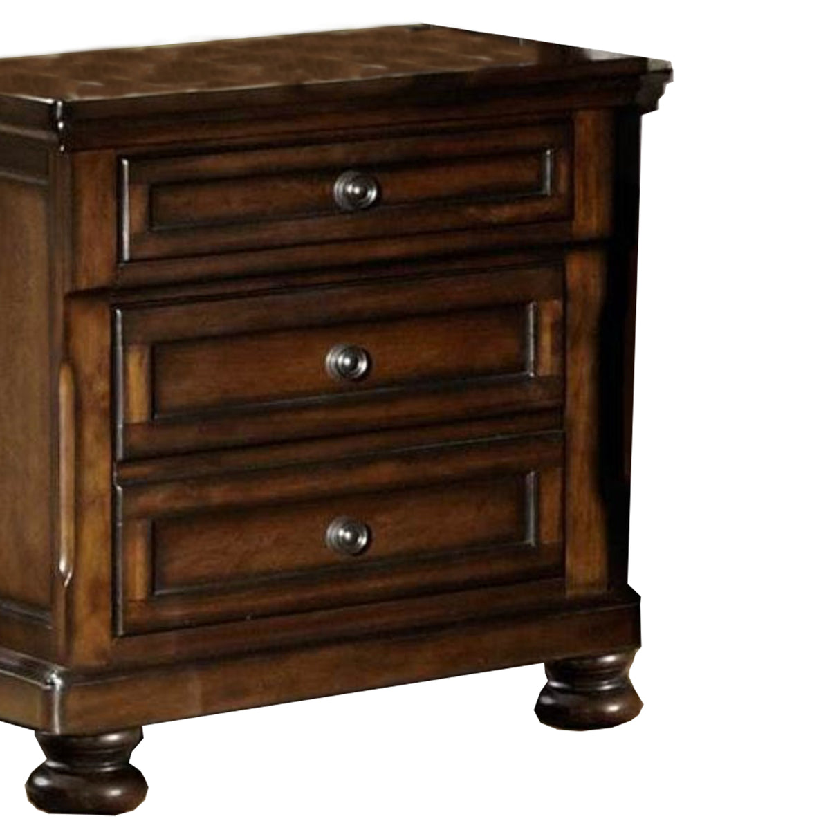 BM174488 Wooden Night Stand with 3 Drawers Brown