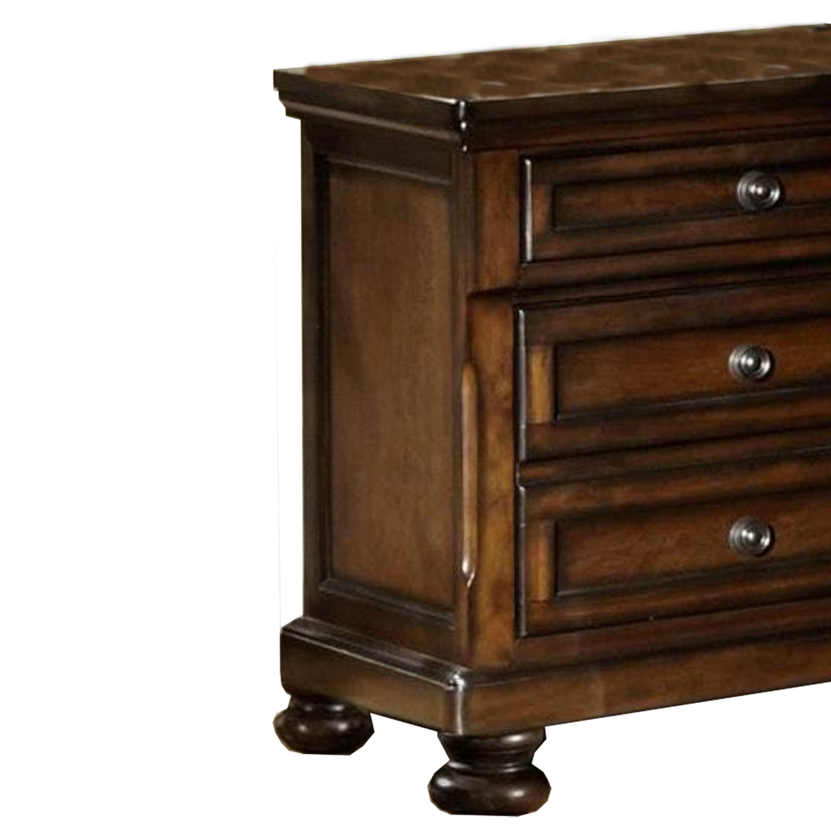 BM174488 Wooden Night Stand with 3 Drawers Brown