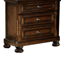 BM174488 Wooden Night Stand with 3 Drawers Brown