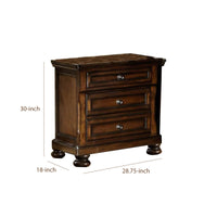 BM174488 Wooden Night Stand with 3 Drawers Brown