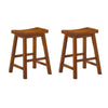 BM175972 Wooden 24" Counter Height Stool with Saddle Seat, Oak Brown, Set Of 2