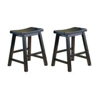 Wooden 18" Counter Height Stool with Saddle Seat, Black, Set Of 2 - BM175975