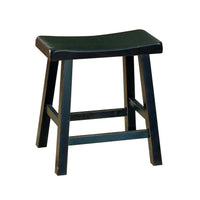 Wooden 18" Counter Height Stool with Saddle Seat, Black, Set Of 2 - BM175975