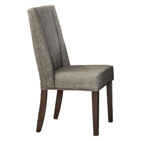 BM176286 Wood & Fabric Dining Side Chair With Shallow Wing Back, Gray & Dark Brown, Set Of 2