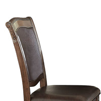 Wood & Leather Dining Side Chair, Cherry Brown & Dark Brown, Set Of 2 - BM176308
