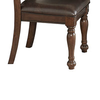 Wood & Leather Dining Side Chair, Cherry Brown & Dark Brown, Set Of 2 - BM176308