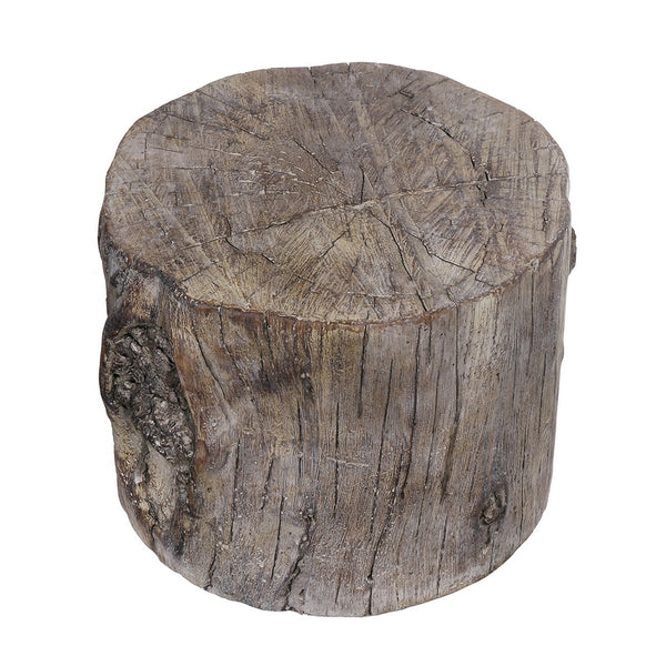 BM177185 Cement Tree Stump Stool , Small, Brown